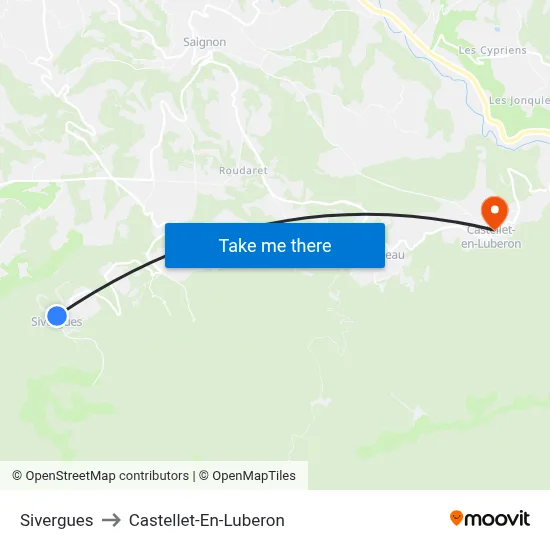 Sivergues to Castellet-En-Luberon map