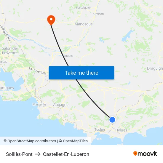 Solliès-Pont to Castellet-En-Luberon map