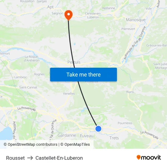 Rousset to Castellet-En-Luberon map