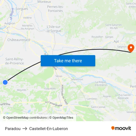 Paradou to Castellet-En-Luberon map