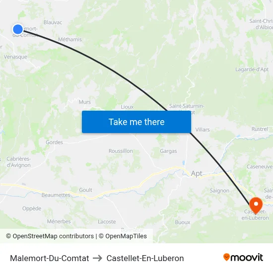 Malemort-Du-Comtat to Castellet-En-Luberon map