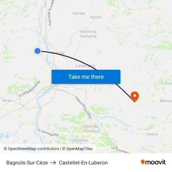 Bagnols-Sur-Cèze to Castellet-En-Luberon map