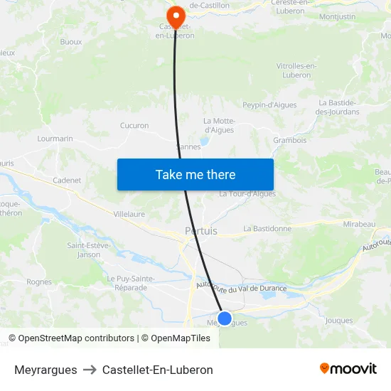 Meyrargues to Castellet-En-Luberon map