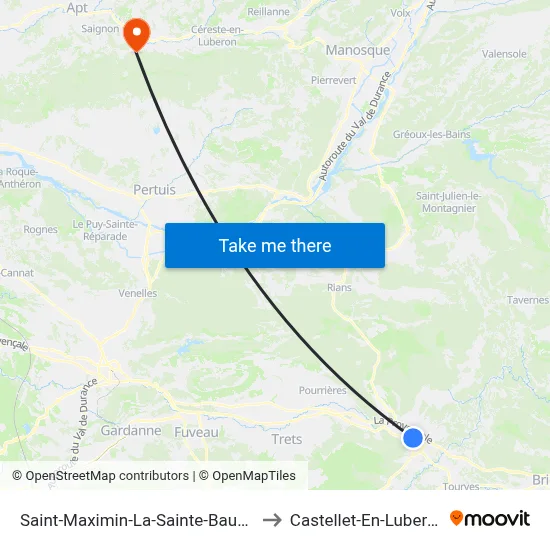 Saint-Maximin-La-Sainte-Baume to Castellet-En-Luberon map