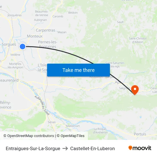 Entraigues-Sur-La-Sorgue to Castellet-En-Luberon map