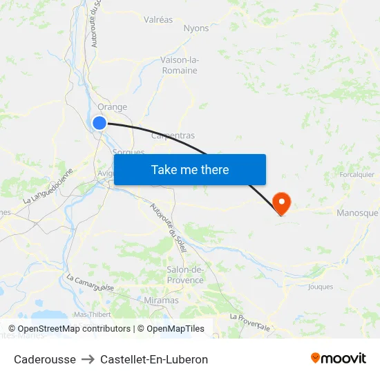 Caderousse to Castellet-En-Luberon map