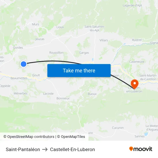 Saint-Pantaléon to Castellet-En-Luberon map