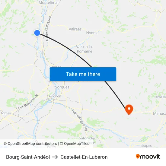 Bourg-Saint-Andéol to Castellet-En-Luberon map