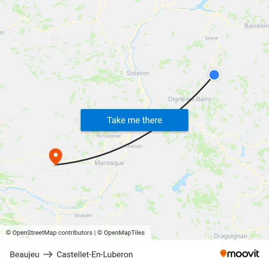 Beaujeu to Castellet-En-Luberon map