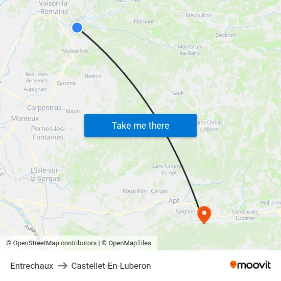 Entrechaux to Castellet-En-Luberon map