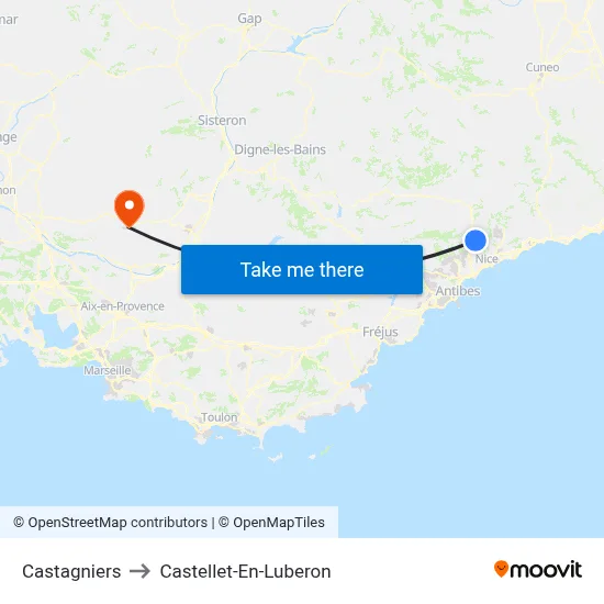Castagniers to Castellet-En-Luberon map