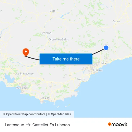 Lantosque to Castellet-En-Luberon map