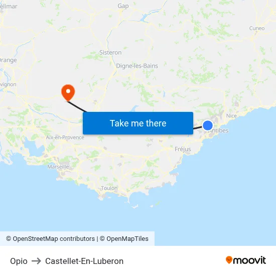 Opio to Castellet-En-Luberon map
