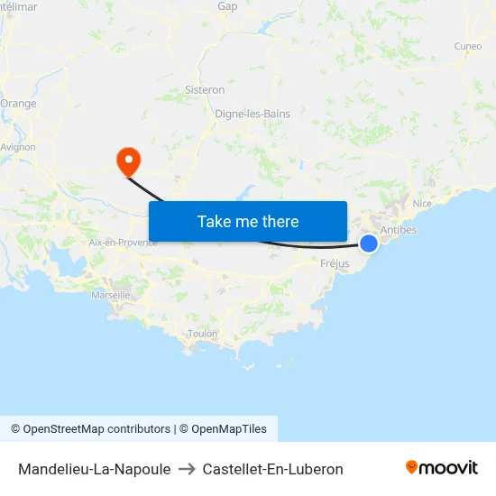 Mandelieu-La-Napoule to Castellet-En-Luberon map