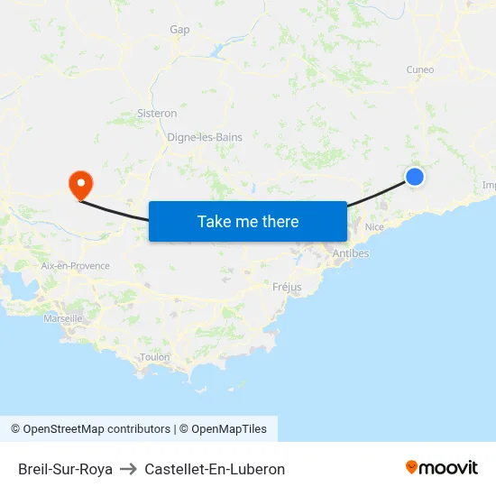 Breil-Sur-Roya to Castellet-En-Luberon map