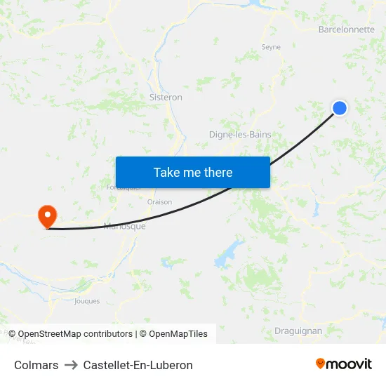 Colmars to Castellet-En-Luberon map