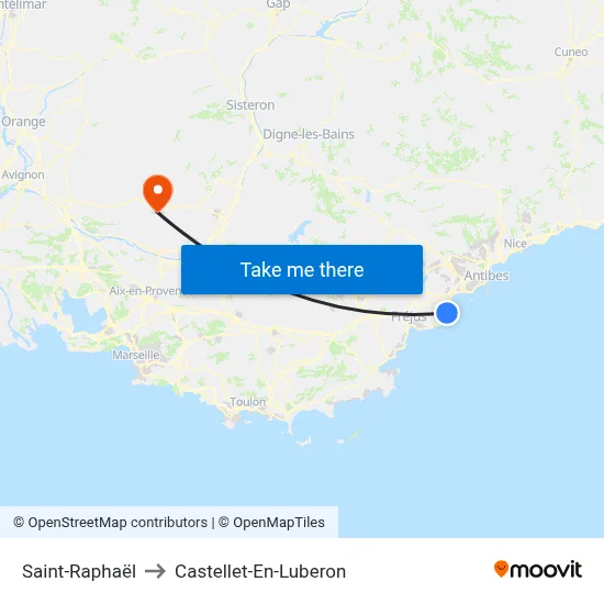 Saint-Raphaël to Castellet-En-Luberon map