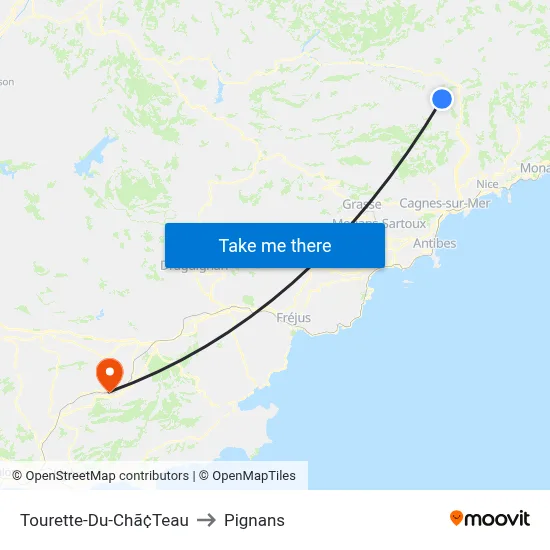 Tourette-Du-Chã¢Teau to Pignans map