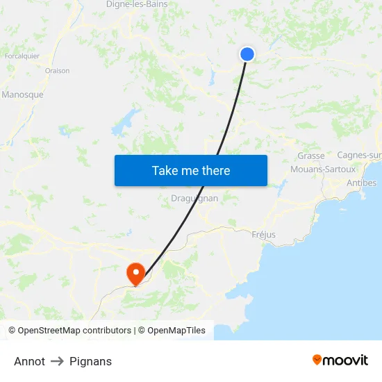 Annot to Pignans map