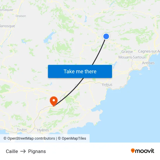 Caille to Pignans map