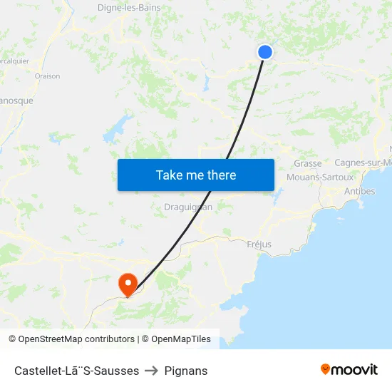 Castellet-Lã¨S-Sausses to Pignans map