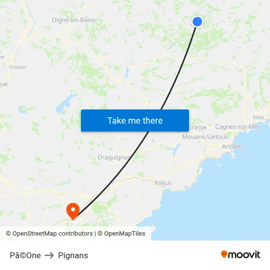 Pã©One to Pignans map