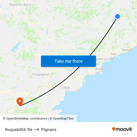 Roquebilliã¨Re to Pignans map