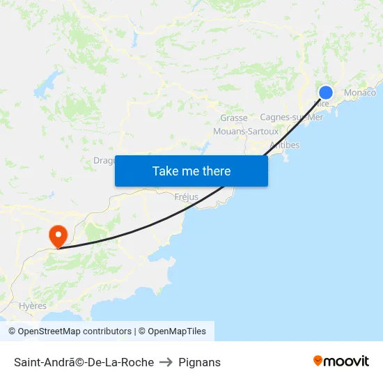 Saint-Andrã©-De-La-Roche to Pignans map