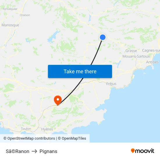 Sã©Ranon to Pignans map