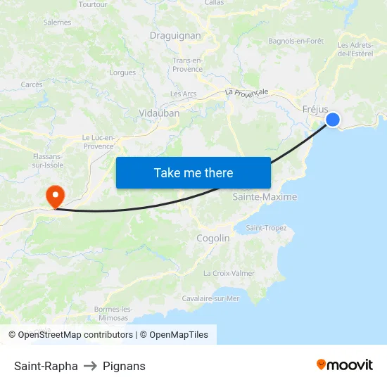 Saint-Rapha to Pignans map