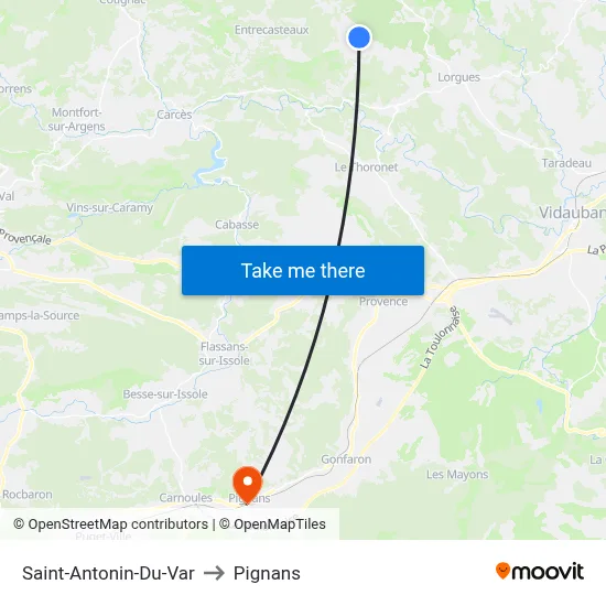 Saint-Antonin-Du-Var to Pignans map