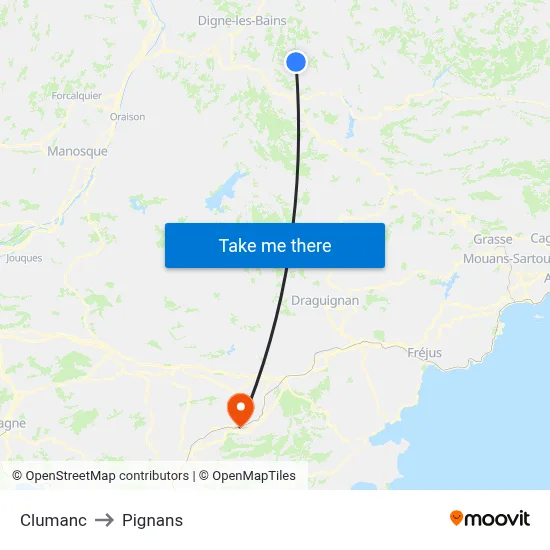 Clumanc to Pignans map