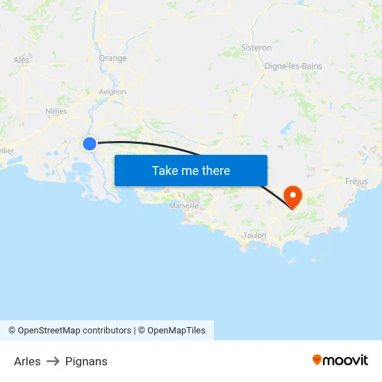 Arles to Pignans map