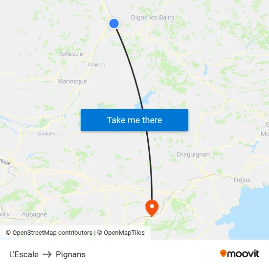 L'Escale to Pignans map