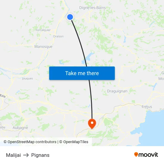 Malijai to Pignans map