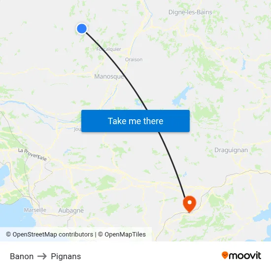 Banon to Pignans map