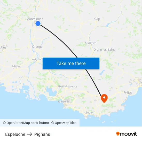 Espeluche to Pignans map