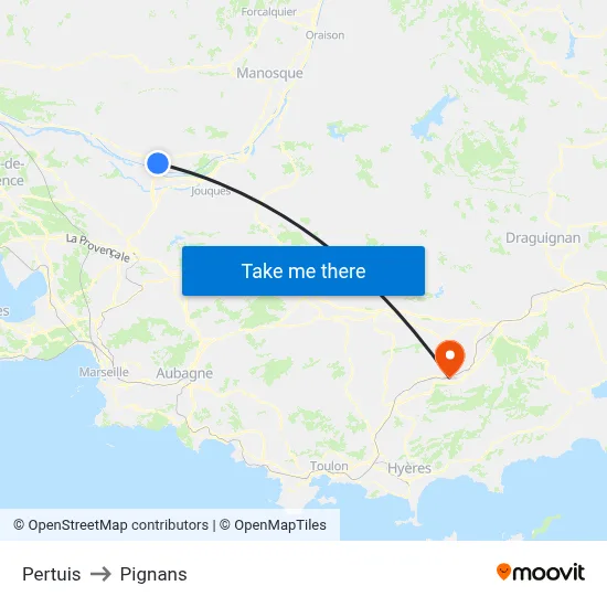 Pertuis to Pignans map