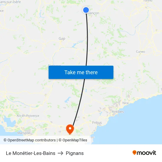 Le Monêtier-Les-Bains to Pignans map