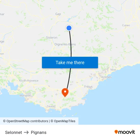Selonnet to Pignans map