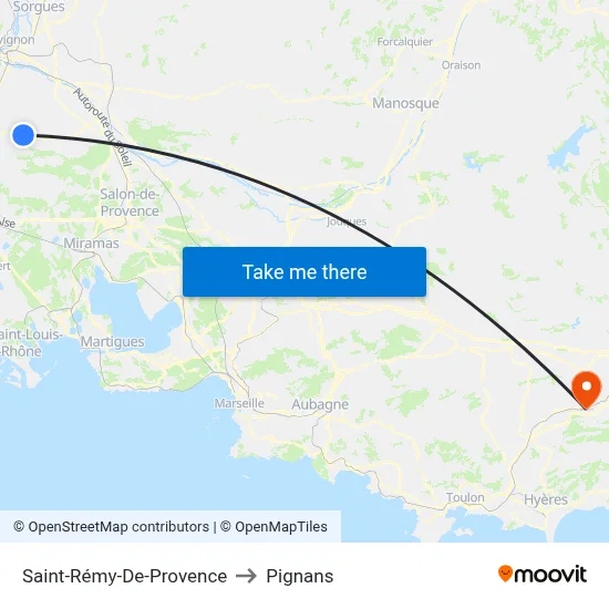 Saint-Rémy-De-Provence to Pignans map