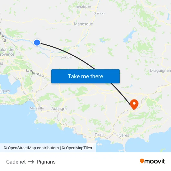 Cadenet to Pignans map