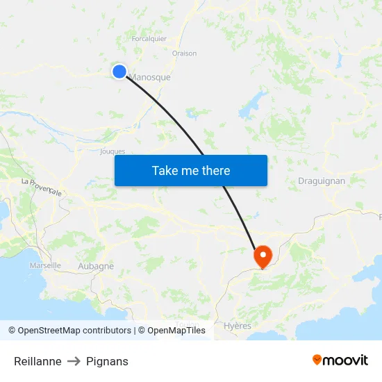Reillanne to Pignans map