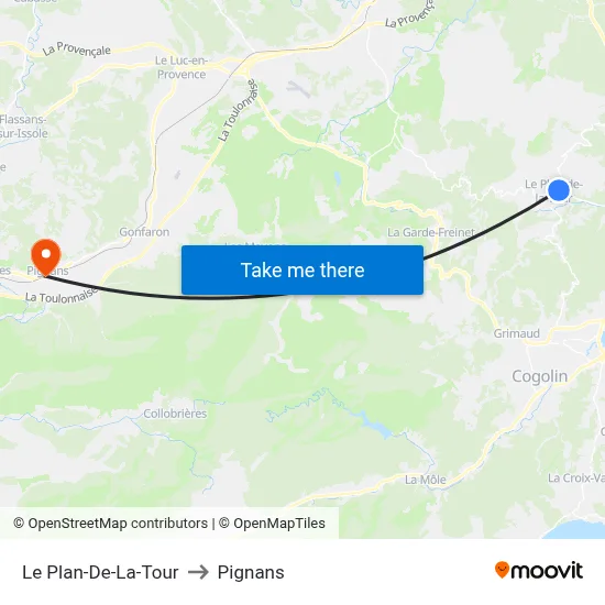 Le Plan-De-La-Tour to Pignans map