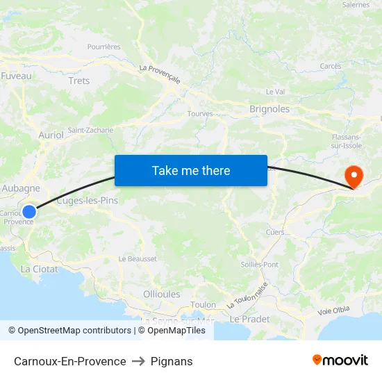 Carnoux-En-Provence to Pignans map