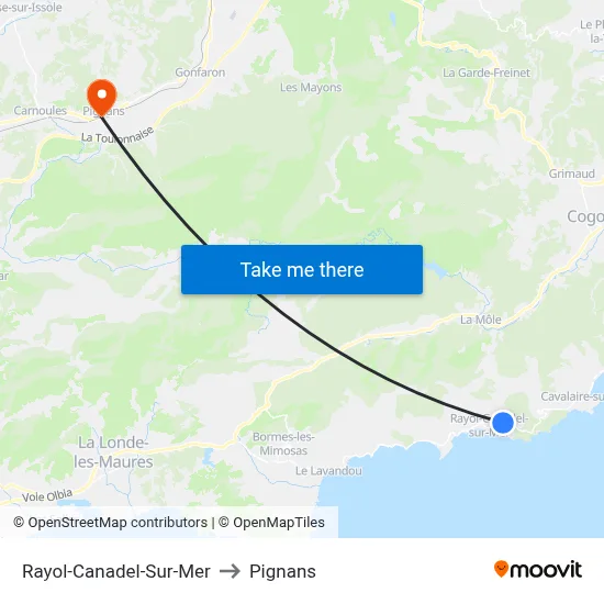 Rayol-Canadel-Sur-Mer to Pignans map