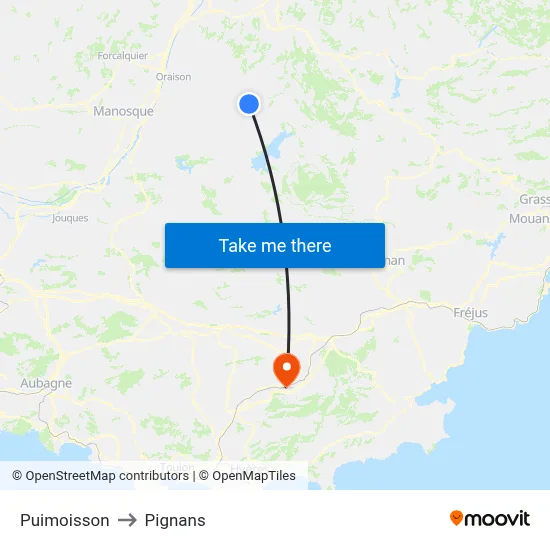 Puimoisson to Pignans map