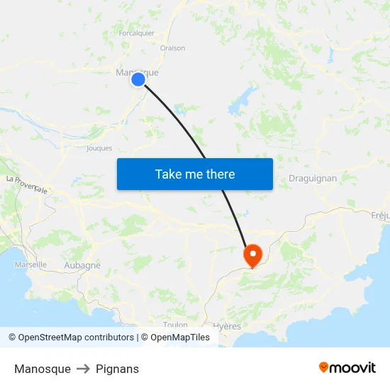 Manosque to Pignans map