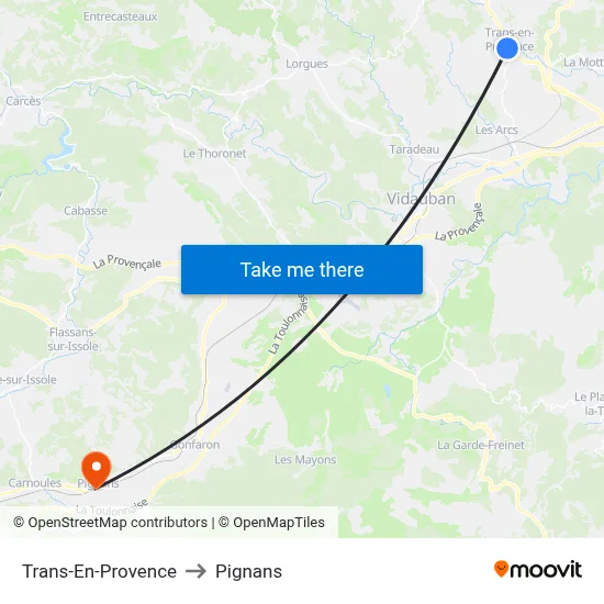 Trans-En-Provence to Pignans map
