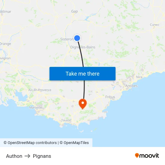Authon to Pignans map